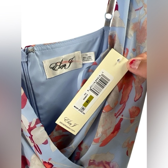 Eliza J floral asymmetrical formal blue and pink maxi dress - Picture 5 of 8